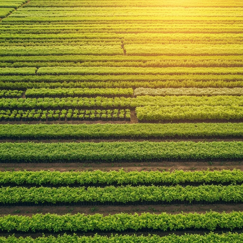 Lush green nursery plantation field